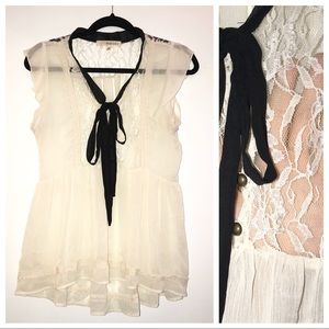 Rewind - sheer lace ruffled blouse